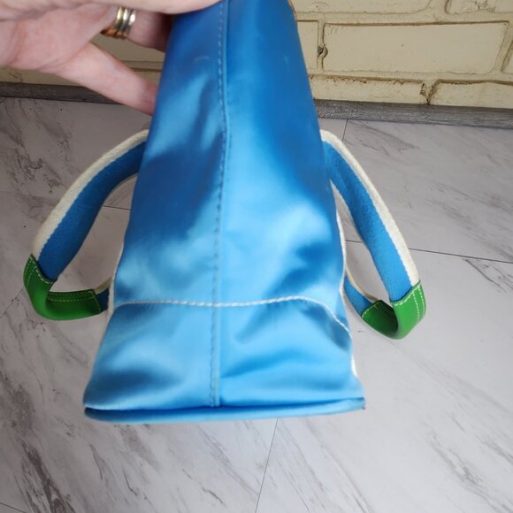 Vintage Coach Hampton Y2K Blue Handbag Tote Purse - Picture 7 of 13